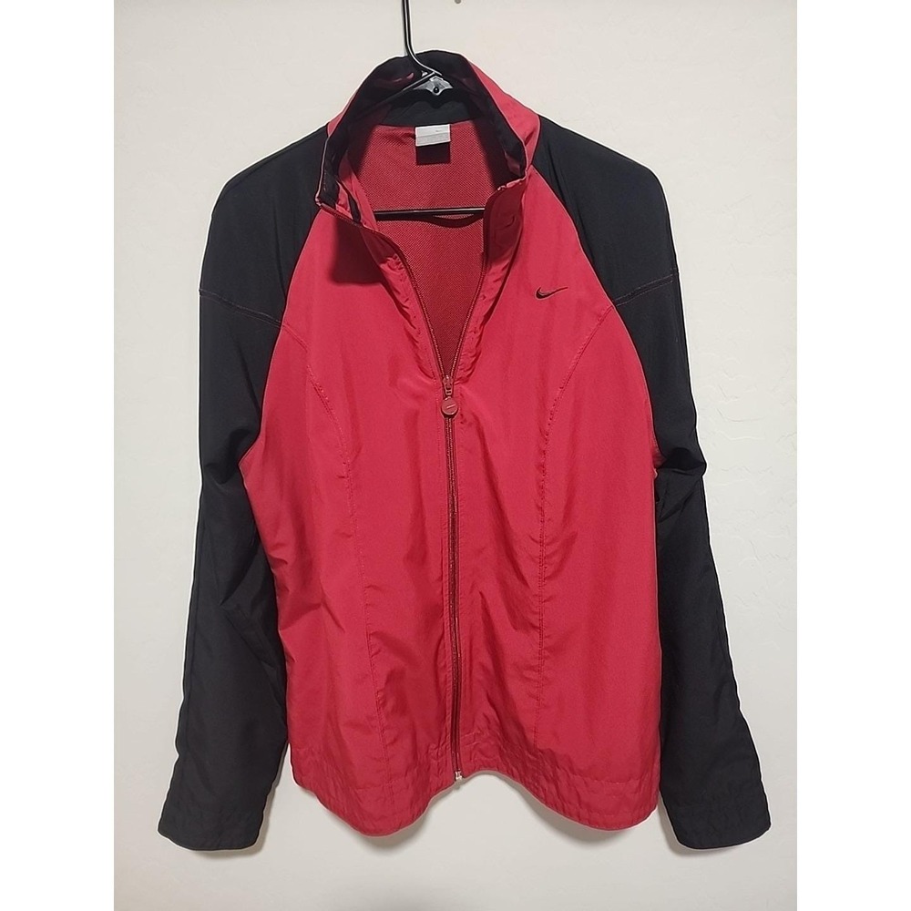 Vintage Y2K Nike Jacket Women XL  Red and Black Windbreaker